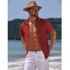COOFANDY Mens Casual Summer Beach Shirt Button Down Short Sleeve Shirts Vacation Shirt Cotton Linen Shirts(Claret)