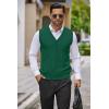 COOFANDY Men’s Sweater Vest V Neck Casual Sleeveless Knitted Button Cardigan Vest(Dark Green)