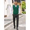 COOFANDY Men’s Sweater Vest V Neck Casual Sleeveless Knitted Button Cardigan Vest(Dark Green)