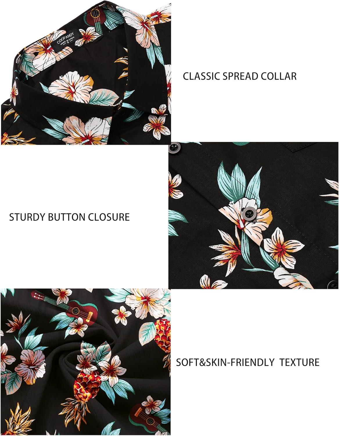 imageCOOFANDY Mens Casual Summer Beach Wrinkle Free Shirts Short Sleeve Button Down Lightweight Untucked Textured ShirtZpineapple