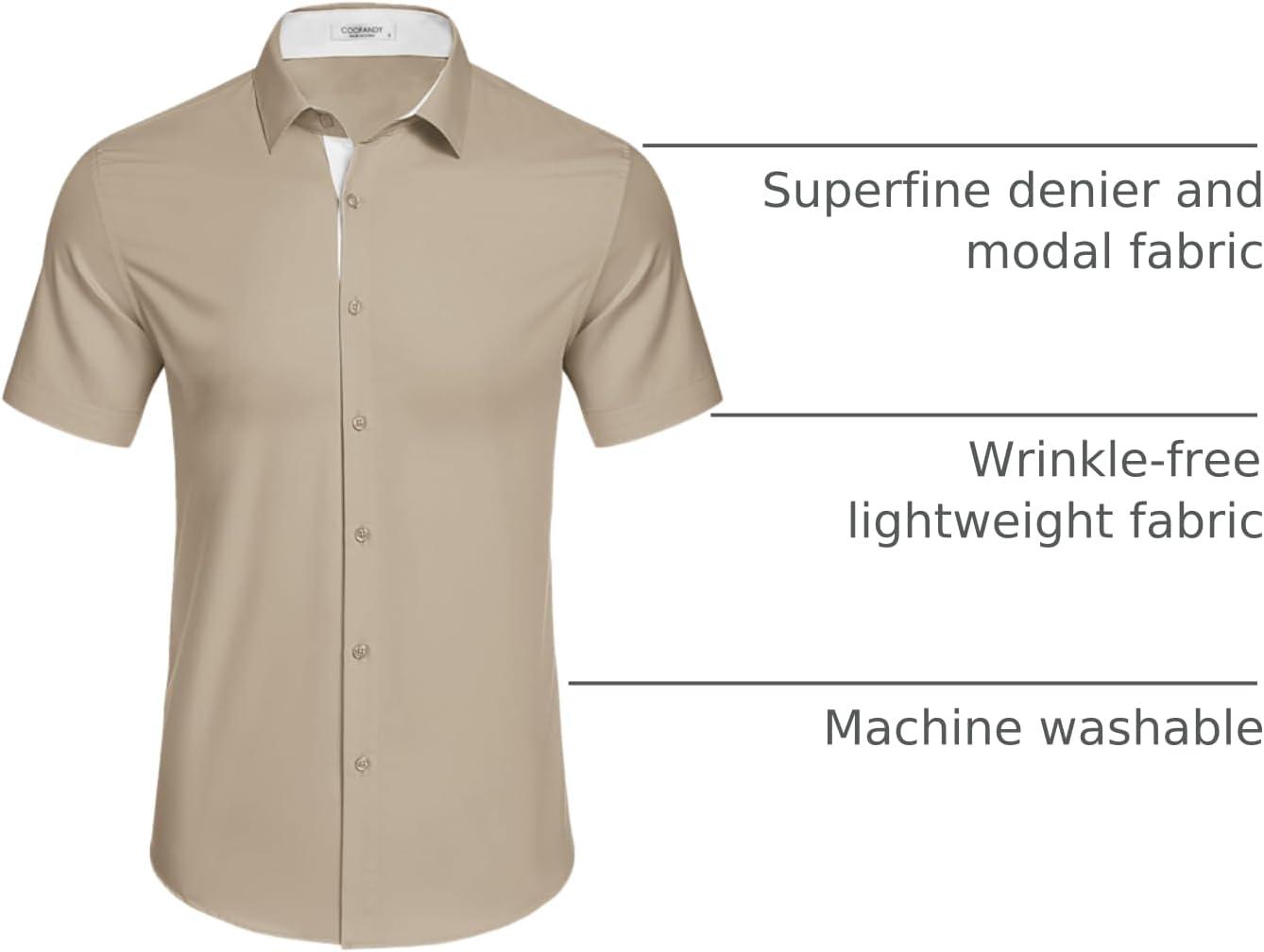 imageCOOFANDY Mens Short Sleeve Button Down Shirts Casual Summer Dress Untucked ShirtsMoon Grey
