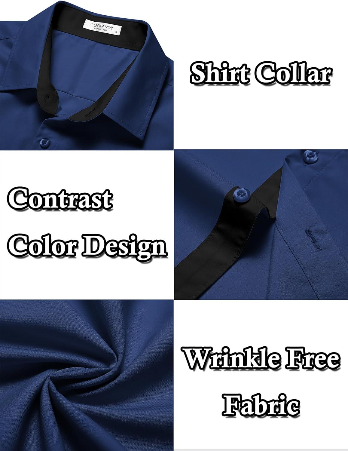 imageCOOFANDY Mens Short Sleeve Button Down Shirts Casual Summer Dress Untucked ShirtsNavy Blue
