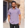 COOFANDY Casual Dress Shirts for Men Wrinkle Free Short Sleeve Shirts Button Up Summer Clothes Purple
