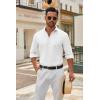 COOFANDY Casual Untucked Shirts for Men Long Sleeve Button Down Shirts White Regular Fit Shirt