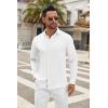 COOFANDY Casual Untucked Shirts for Men Long Sleeve Button Down Shirts White Regular Fit Shirt