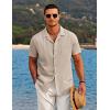 COOFANDY Men’s Casual Button Down Shirts Short Sleeve Summer Beach Shirt Cuban Vacation Textured Shirts with Pocket(Khaki)