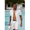 COOFANDY Mens Short Sleeve Knit Shirts Button Down Vintage Polo Casual Beach Shirts(White)