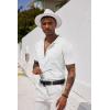COOFANDY Mens Short Sleeve Knit Shirts Button Down Vintage Polo Casual Beach Shirts(White)