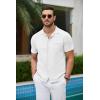 COOFANDY Mens Short Sleeve Knit Shirts Button Down Vintage Polo Casual Beach Shirts(White)