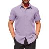 COOFANDY Casual Dress Shirts for Men Wrinkle Free Short Sleeve Shirts Button Up Summer Clothes Purple