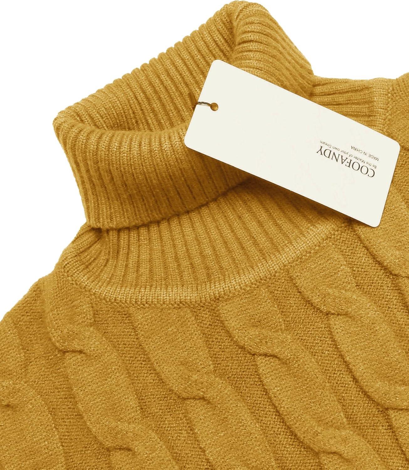 imageCOOFANDY Mens Slim Fit Turtleneck Sweater Casual Twisted Knitted Pullover Sweaters