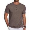 COOFANDY Men’s Casual Henley Shirts Short Sleeve Pocket T-Shirts Lightweight Button Henley Pullover Basic Tees(Brown)