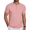 COOFANDY Men’s Casual Henley Shirts Short Sleeve Pocket T-Shirts Lightweight Button Henley Pullover Basic Tees(Pink)