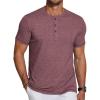 COOFANDY Men’s Casual Henley Shirts Short Sleeve Pocket T-Shirts Lightweight Button Henley Pullover Basic Tees(Wine Red)