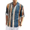 COOFANDY Men’s Cotton Linen Henley T-Shirt Long Sleeve Hippie Casual Beach T-Shirts(Painting)