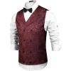 COOFANDY Mens Halloween Victorian Vest Steampunk Double Breasted Suit Vest Slim Fit Brocade Paisley Floral Waistcoat(Wine Red)