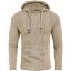 COOFANDY Mens Knit Pullover Hoodies Casual Long Sleeve Turtleneck Sweaters Slim Fit Hooded Sweatshirts(Light Khaki)