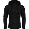 COOFANDY Mens Knit Pullover Hoodies Casual Long Sleeve Turtleneck Sweaters Slim Fit Hooded Sweatshirts(Pure Black)