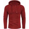 COOFANDY Mens Knit Pullover Hoodies Casual Long Sleeve Turtleneck Sweaters Slim Fit Hooded Sweatshirts(Red)