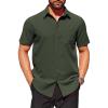 COOFANDY Mens Short Sleeve Button Down Shirts Wrinkle Free Dress Shirts Casual Polka Dot Print Shirt with Pocket(Dark Army Green)