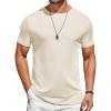 COOFANDY Mens T-Shirts Short Sleeve Plain Tshirts Casual Crew Neck Basic T Shirt Soft Cooling Fitted Stretch Tee Shirts(Beige)