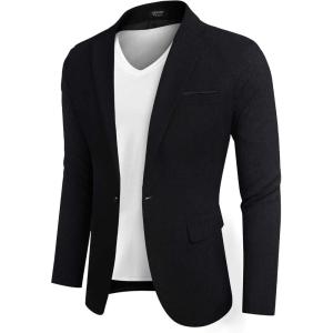 COOFANDY Men’s Casual Blazer Slim Fit Suit Jackets Lightweight One Button Business Sport Coats(2 – Dark Black)
