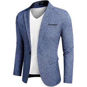 COOFANDY Men’s Casual Blazer Slim Fit Suit Jackets Lightweight One Button Business Sport Coats(2 – Dark Blue)