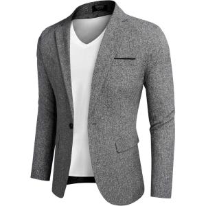 COOFANDY Men’s Casual Blazer Slim Fit Suit Jackets Lightweight One Button Business Sport Coats(2 – Grey)