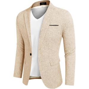 COOFANDY Men’s Casual Blazer Slim Fit Suit Jackets Lightweight One Button Business Sport Coats(2 – Khaki)