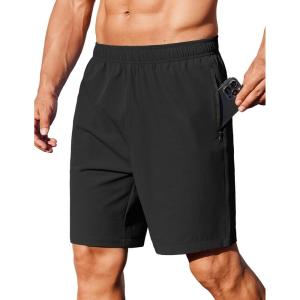 COOFANDY Men’s Gym Workout Athletic Shorts Running Jogger Quick Dry Lightweight Shorts with Zipper Pockets(Black)