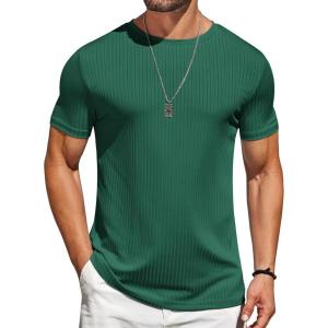 COOFANDY Mens T-Shirts Short Sleeve Plain Tshirts Casual Crew Neck Basic T Shirt Soft Cooling Fitted Stretch Tee Shirts(Green)