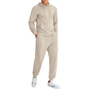 COOFANDY Men’s Tracksuit 2 Piece Hoodie Athletic Sweatsuits Casual Jogging Suit Sets(Khaki)