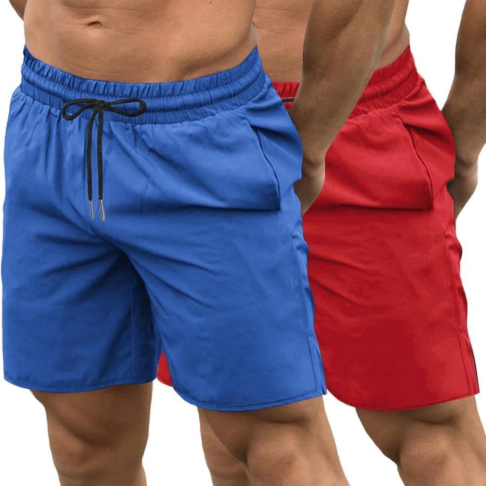 imageCOOFANDY Mens Athletic Shorts 7 Inch Quick Dry Stretch Lightweight Gym Workout Shorts with PocketsRoyal BlueRed