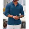 COOFANDY Athletic Fit Dress Shirts for Men Ribbed Knit Textured Button Down Shirts(Deep Blue)