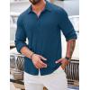 COOFANDY Athletic Fit Dress Shirts for Men Ribbed Knit Textured Button Down Shirts(Deep Blue)
