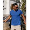 COOFANDY Mens Cotton Henley T-Shirts Short Sleeve Button Casual Basic Tees Work Shirts with Split Side(Blue)