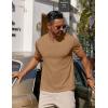 COOFANDY Mens Cotton Henley T-Shirts Short Sleeve Button Casual Basic Tees Work Shirts with Split Side(Light Brown)