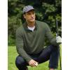 COOFANDY Men’s Quarter Zip Pullover Sweatshirt Mock Neck Golf Shirts Casual Long Sleeve Shirt(Army Green)