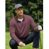 COOFANDY Men’s Quarter Zip Pullover Sweatshirt Mock Neck Golf Shirts Casual Long Sleeve Shirt(Dark Red)