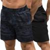 COOFANDY Mens Athletic Shorts 7 Inch Quick Dry Stretch Lightweight Gym Workout Shorts with Pockets(Camo Black/Black)