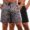 COOFANDY Mens Athletic Shorts 7 Inch Quick Dry Stretch Lightweight Gym Workout Shorts with Pockets(Leopard/Black)