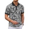COOFANDY Mens Casual Short Sleeve Polo Shirts Slim Fit Paisley Polo T Shirts Floral Print Shirt