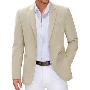 COOFANDY Men Casual Blazer Sport Coats Slim Fit Lightweight Business Two Button Suit Jackets(Light Khaki)