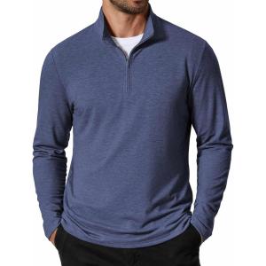 COOFANDY Men’s Quarter Zip Pullover Sweatshirt Mock Neck Golf Shirts Casual Long Sleeve Shirt(Navy Blue)