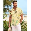 COOFANDY Mens Hawaiian Shirt Short Sleeve Button Down Shirts Tropical Summer Beach Shirts Casual Floral Aloha Shirts(Light Yellow Pineapple)