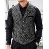 COOFANDY Mens Suit Vest Paisley Floral Victorian Vests Gothic Steampunk Formal Waistcoat Tuxedo Vests with Notched Lapels(Light Silver)