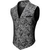 COOFANDY Mens Suit Vest Paisley Floral Victorian Vests Gothic Steampunk Formal Waistcoat Tuxedo Vests with Notched Lapels(Light Silver)