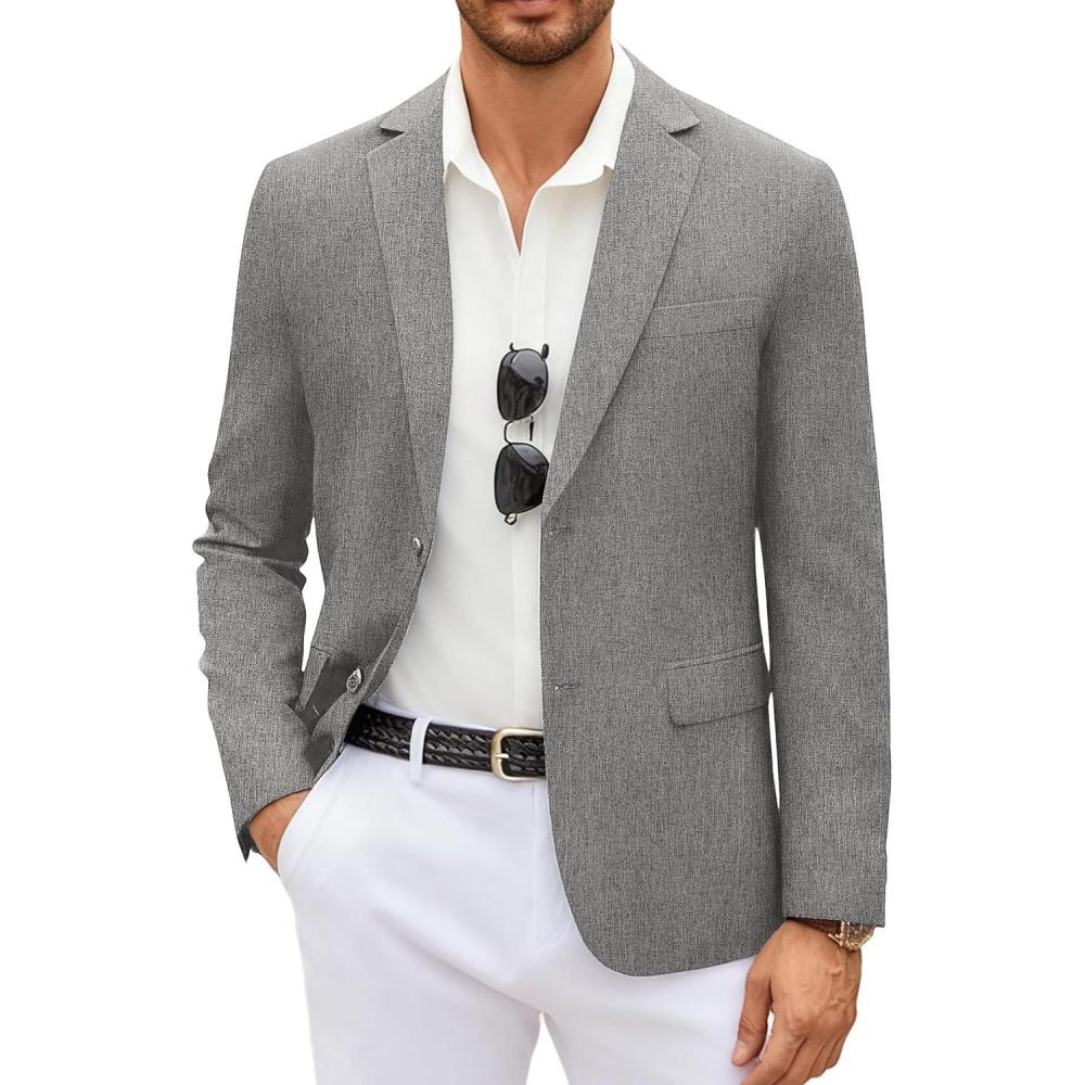 imageCOOFANDY Mens Casual Blazer Lightweight Unlined Sport Coat Regular Fit Two Button Suit JacketGray