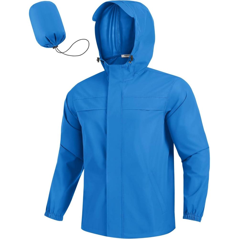 imageCOOFANDY Mens Rain Jacket Waterproof Lightweight Windbreaker Packable Hooded Raincoat for Hiking Cycling Golf ampamp TravelBlue