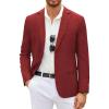 COOFANDY Men’s Casual Blazer Lightweight Unlined Sport Coat Regular Fit Two Button Suit Jacket(Red)